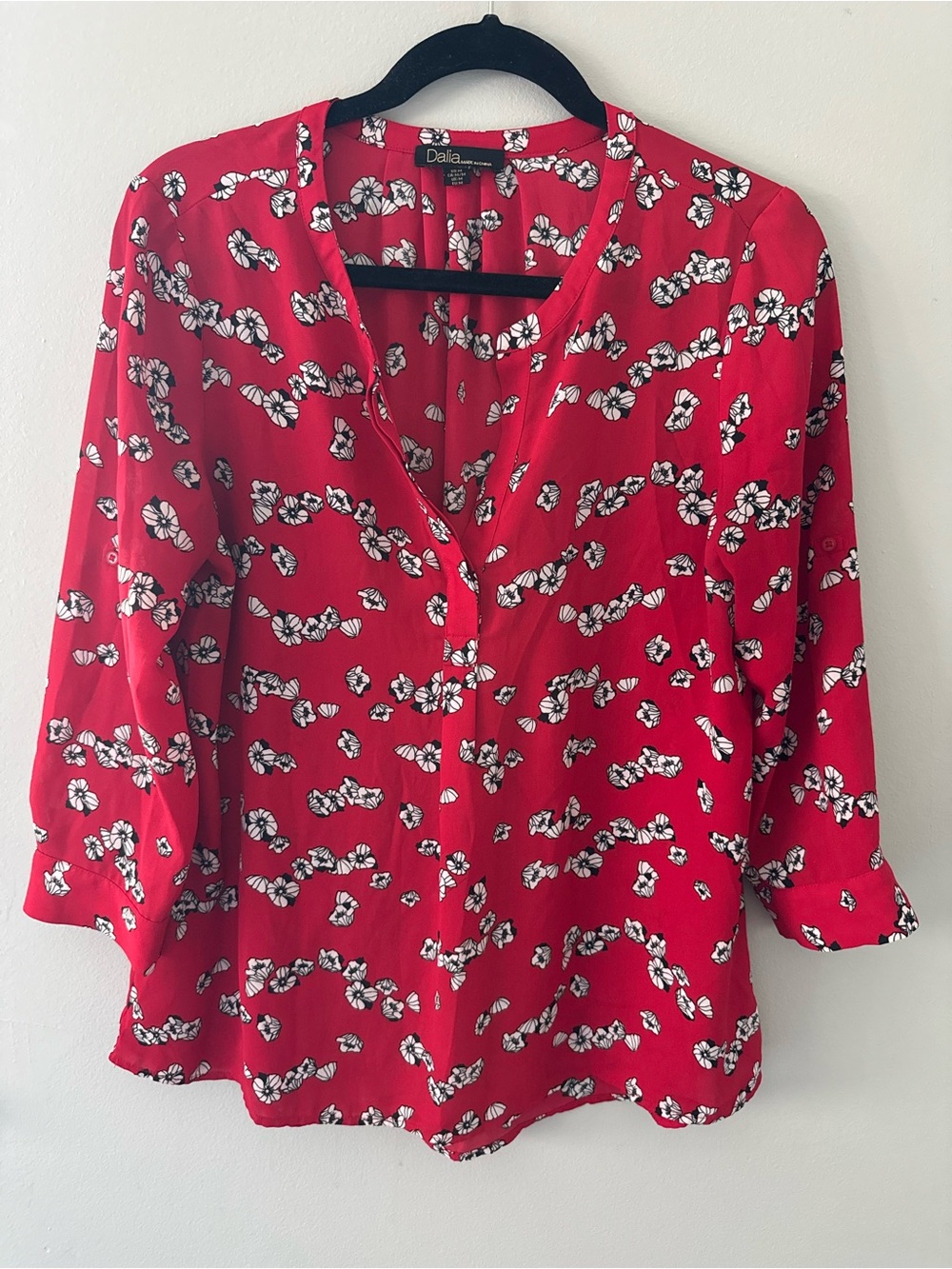 Dalia Red Floral Button-Front Blouse